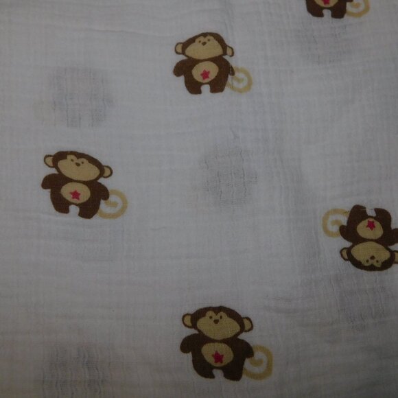 Aden & Anais Brown Monkey Red Star 100% Cotton Muslin Baby Swaddle Blanket - Picture 3 of 6
